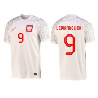 Polen Robert Lewandowski #9 Hemmakläder VM 2022 Kortärmad